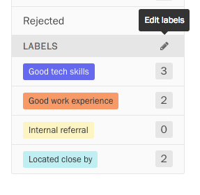 Button to edit labels.