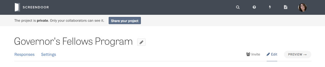 The Share your project button.