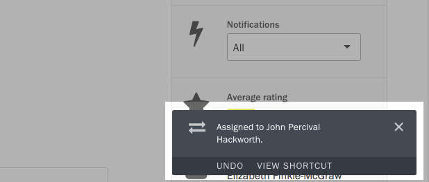 Screenshot of shortcut notification.