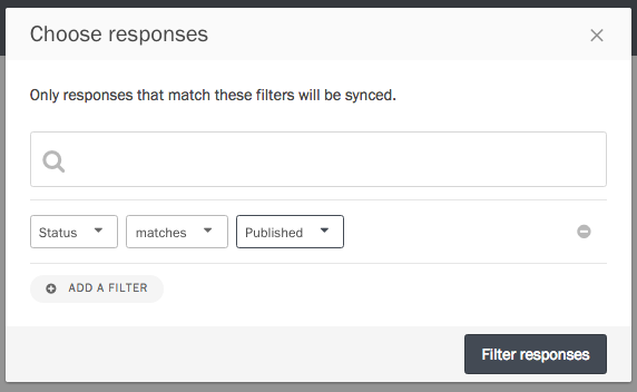 The filtering modal.