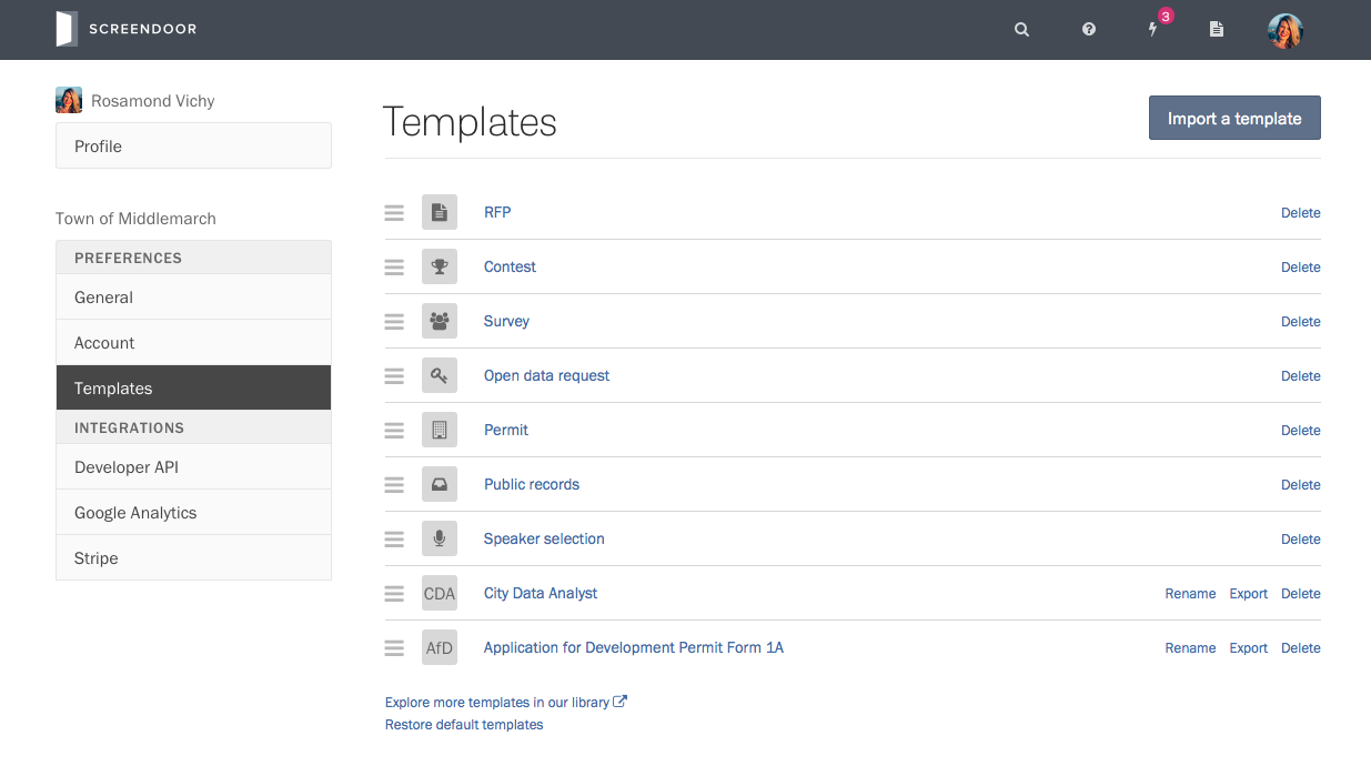 Managing your templates.