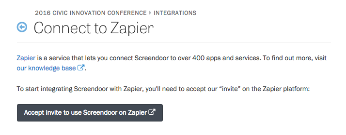 The Connect to Zapier page.