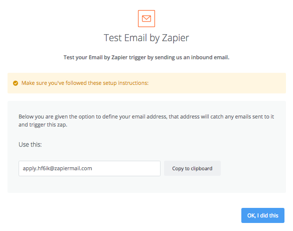 Create an email address in Zapier