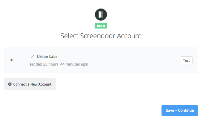 Selecting a Screendoor account.