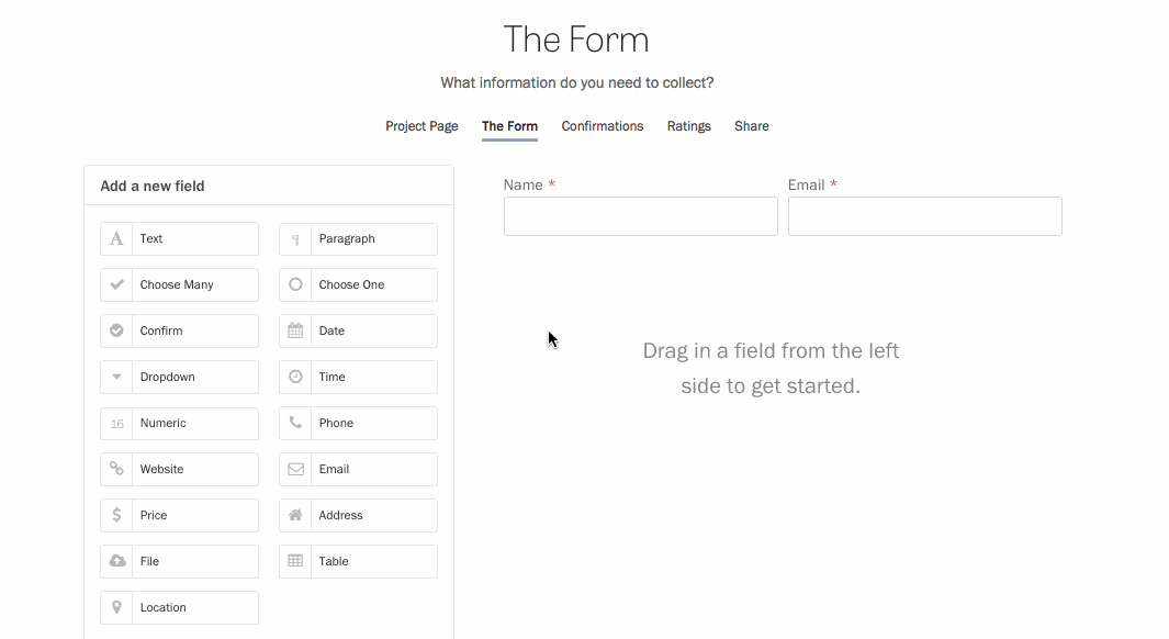 Dragging an input into the form