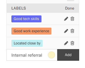 Specifying a name and color for your label.