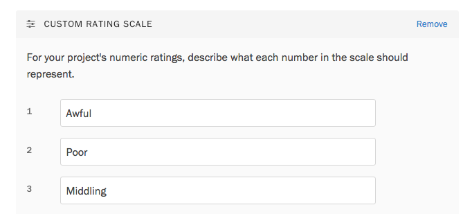 Adding a numeric scale to each rating.