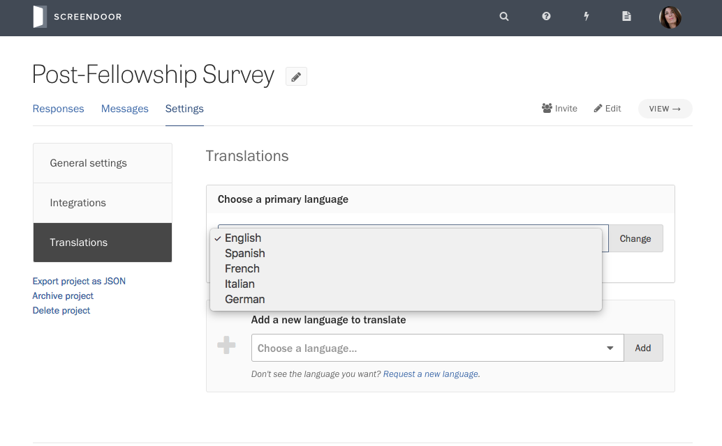 Choosing a primary language.