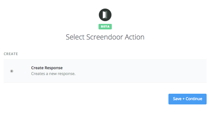 Setting up Screendoor as the Zap action